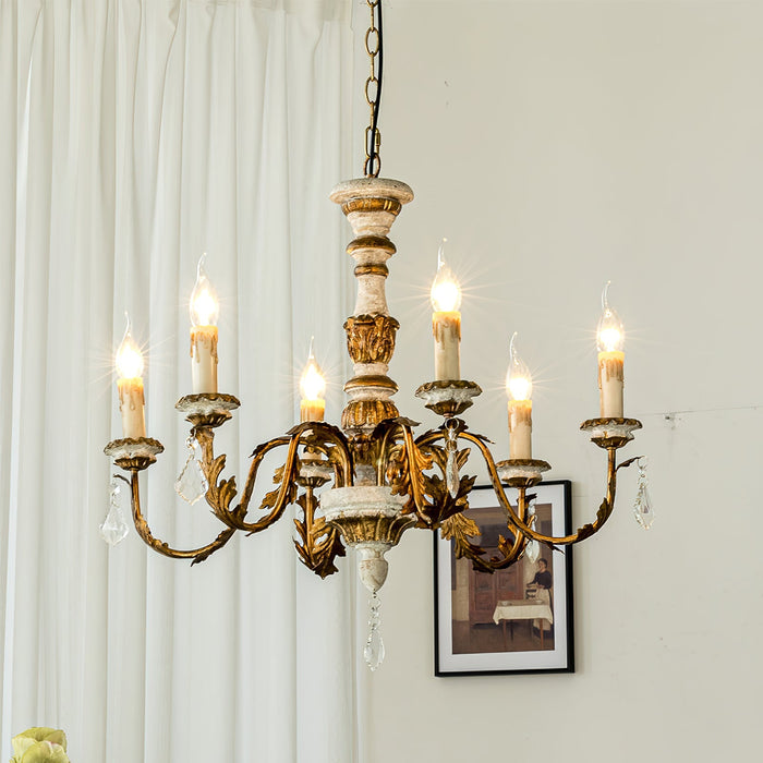 Giltwood Wood Chandelier-DWHOME