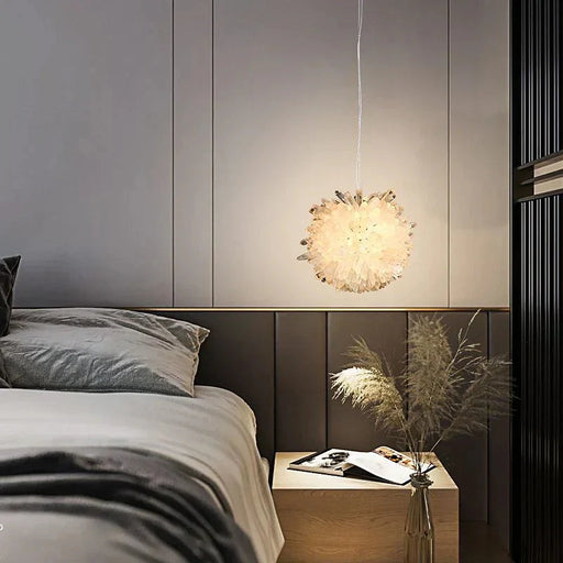 Clear Geode Quartz Crystal Ball Modern Pendant Light-DWHOME