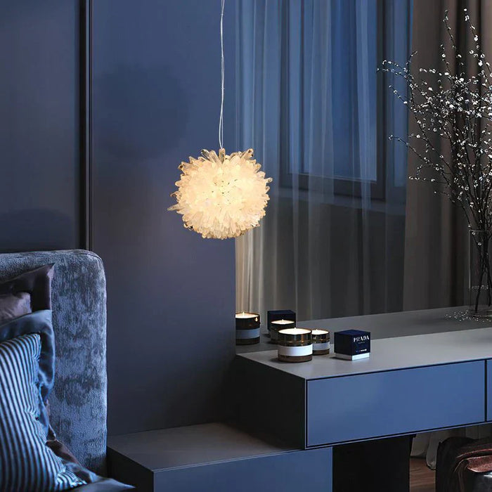 Clear Geode Quartz Crystal Ball Modern Pendant Light-DWHOME