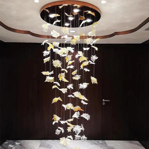 Glass Maple Leaf Hanging Light for Staircase-DWHOME