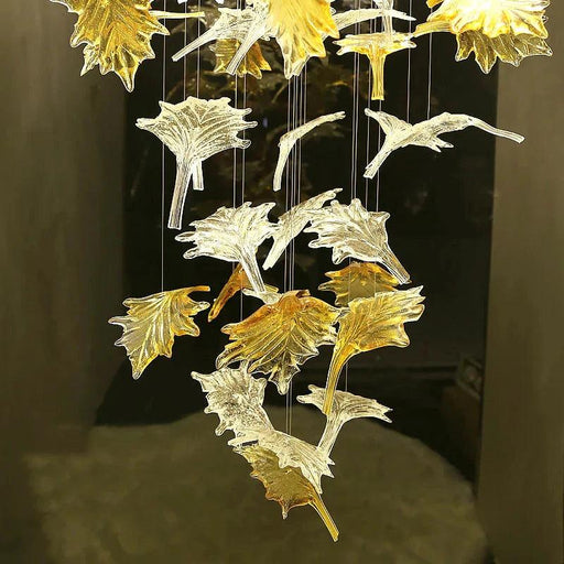 Glass Maple Leaf Hanging Light for Staircase-DWHOME