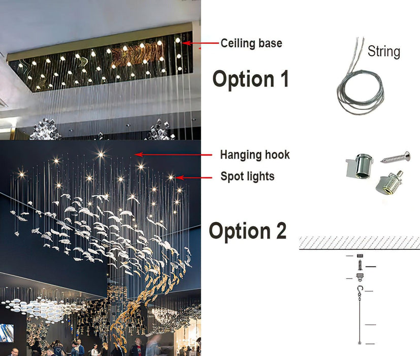 Glass Feathers Flying Chandelier-DWHOME