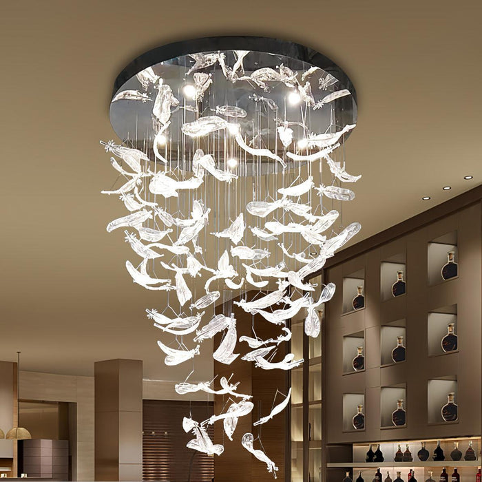 Glass Feathers Flying Chandelier-DWHOME