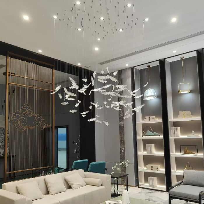 Glass Feathers Flying Chandelier-DWHOME