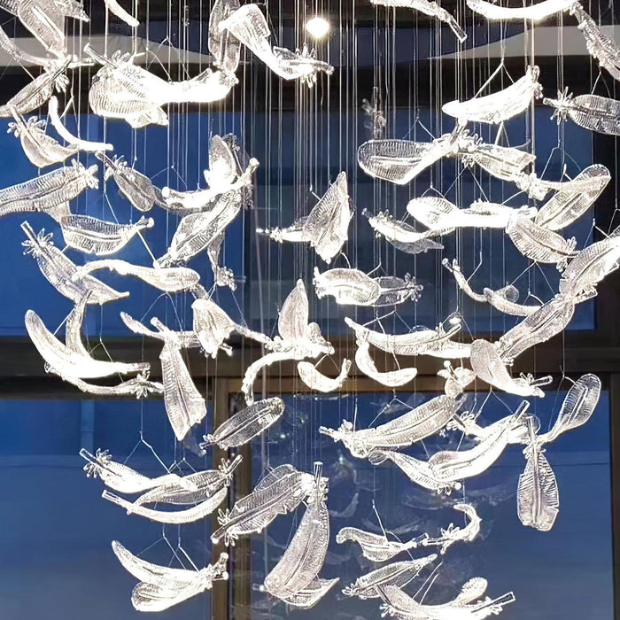 Glass Feathers Flying Chandelier-DWHOME