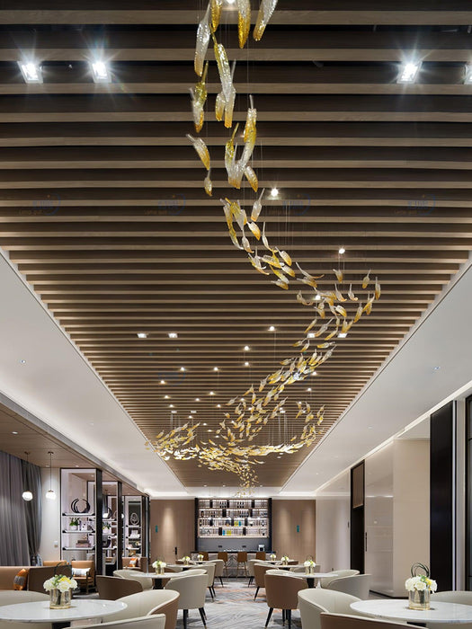 Glass Feathers Flying Chandelier-DWHOME