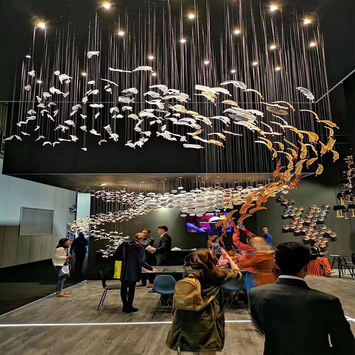 Glass Feathers Flying Chandelier-DWHOME