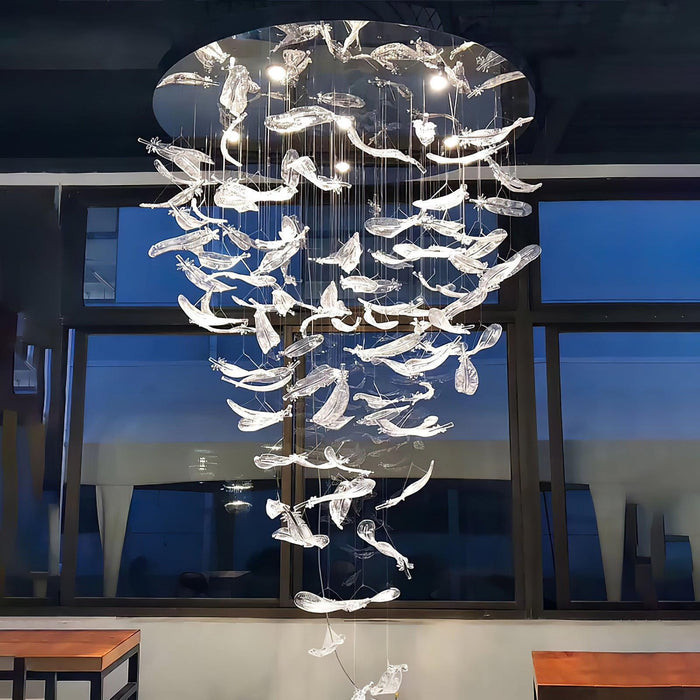 Glass Feathers Flying Chandelier-DWHOME
