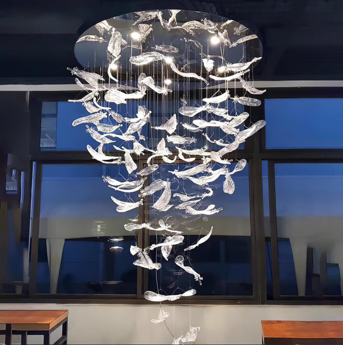 Glass Feathers Flying Chandelier-DWHOME