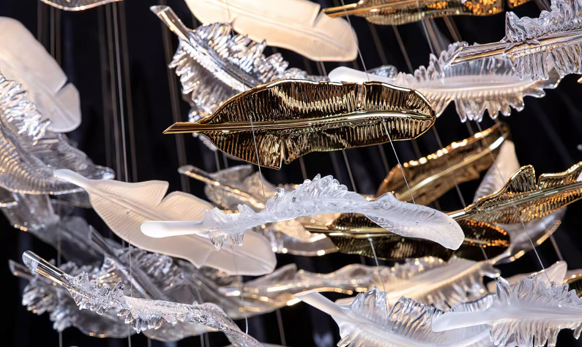 Glass Feathers Flying Chandelier-DWHOME