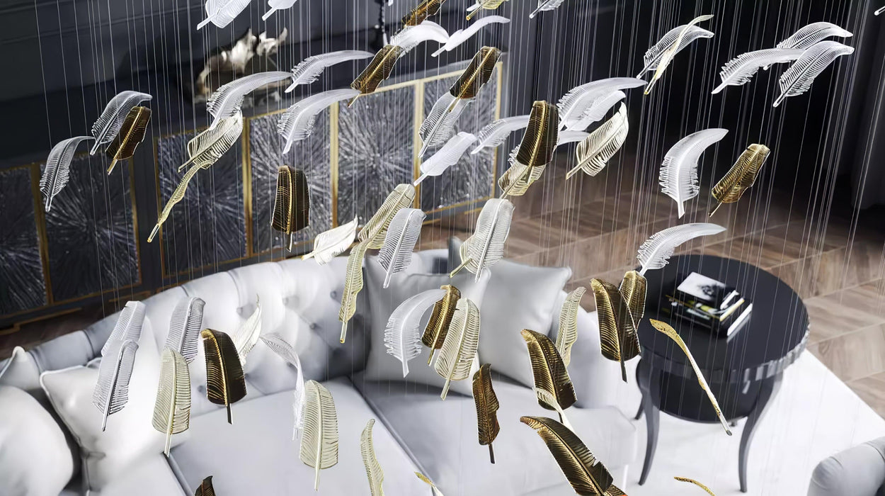 Glass Feathers Flying Chandelier-DWHOME