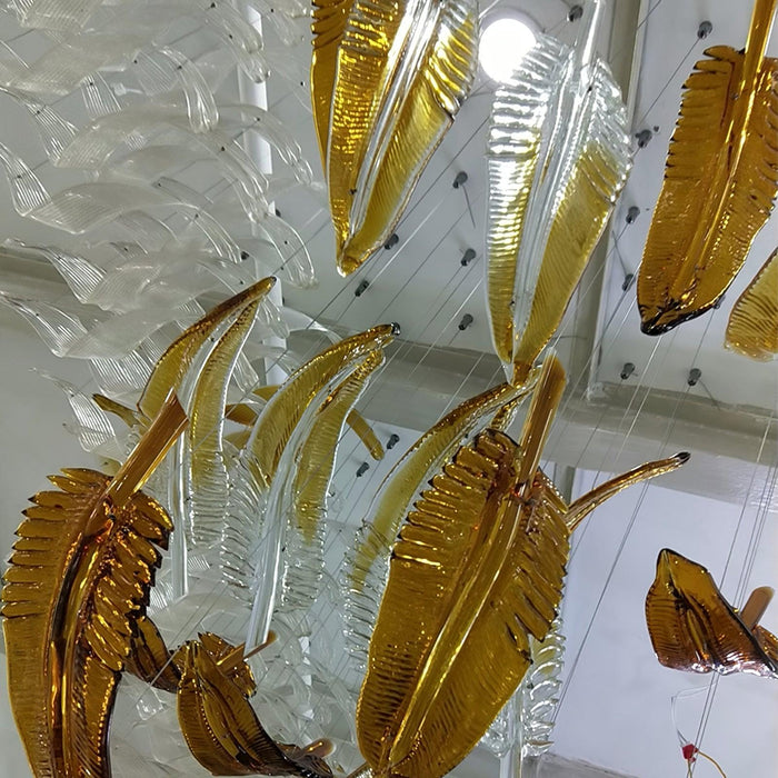 Glass Feathers Flying Chandelier-DWHOME