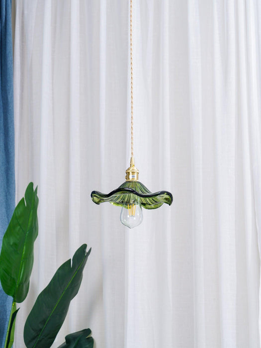 Glass Hibiscus Flower Pendant Light-DWHOME