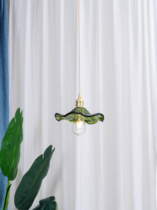 Glass Hibiscus Flower Pendant Light-DWHOME