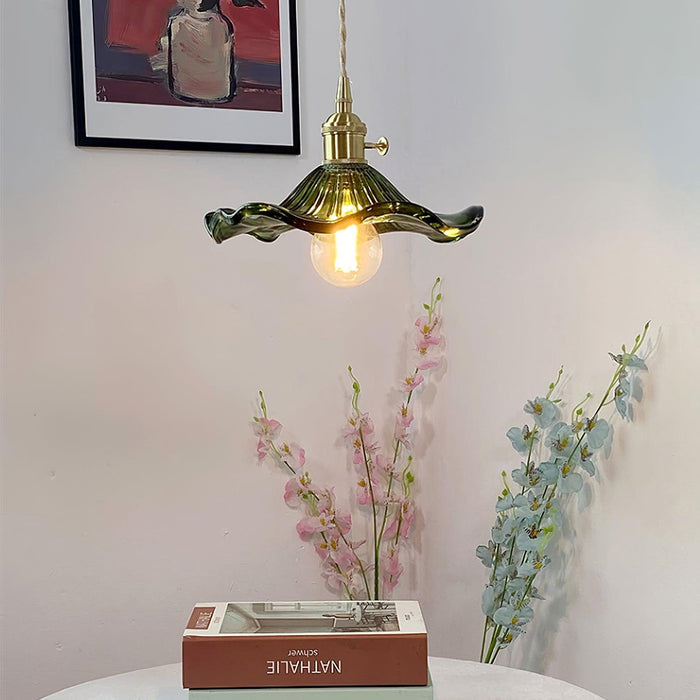 Glass Hibiscus Flower Pendant Light-DWHOME