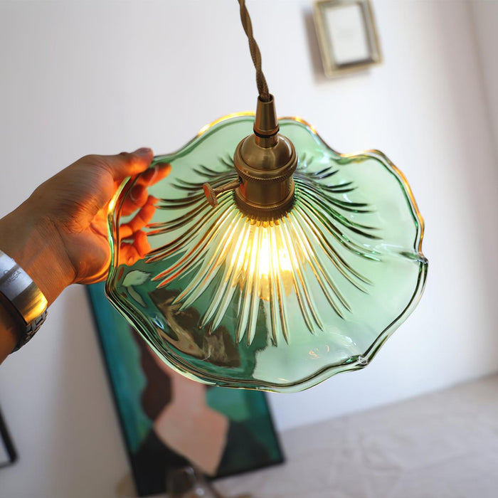Glass Hibiscus Flower Pendant Light-DWHOME