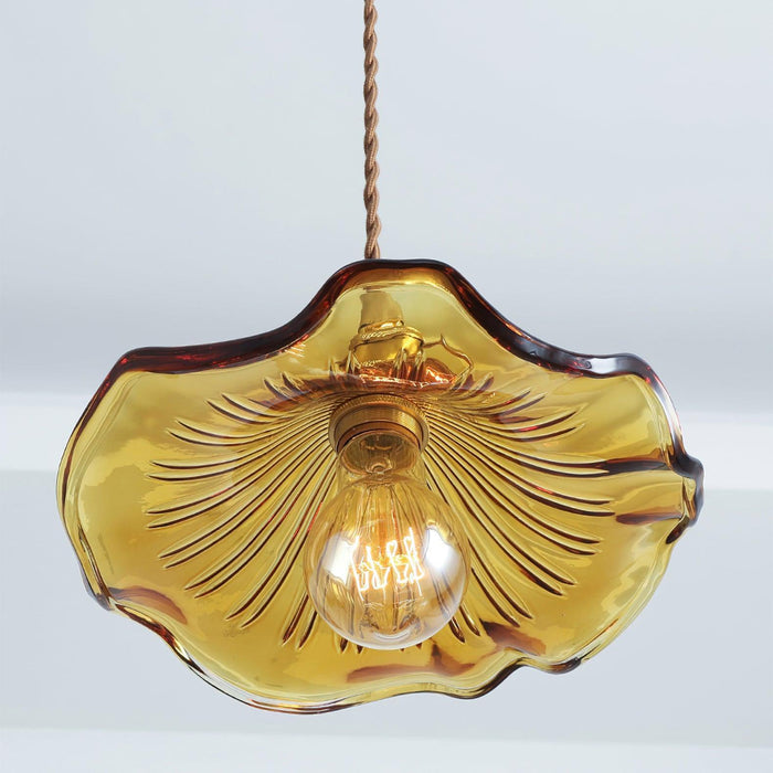 Glass Hibiscus Flower Pendant Light-DWHOME