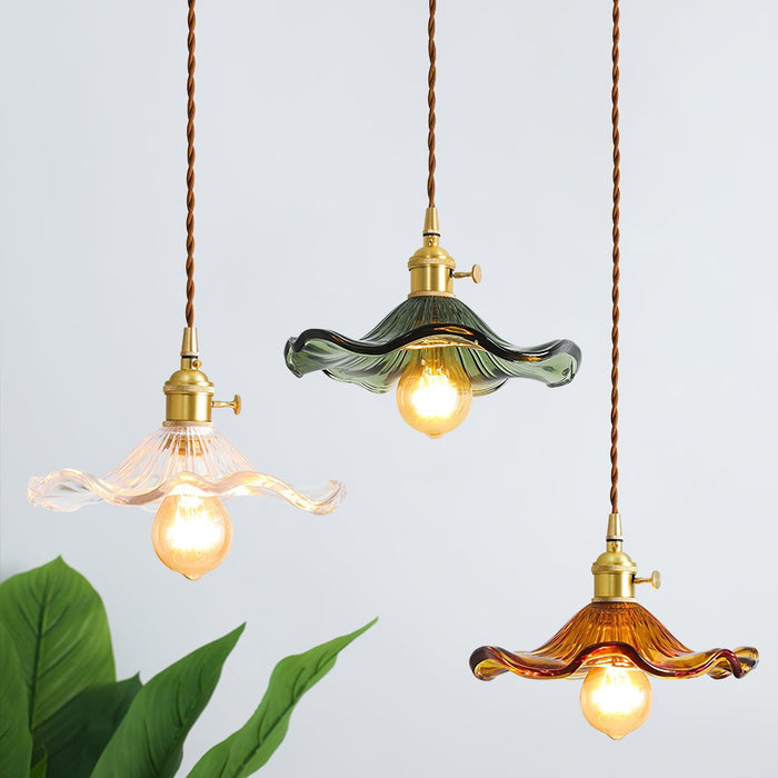 Glass Hibiscus Flower Pendant Light-DWHOME