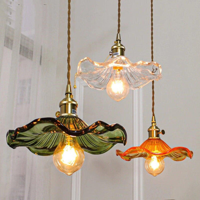Glass Hibiscus Flower Pendant Light-DWHOME