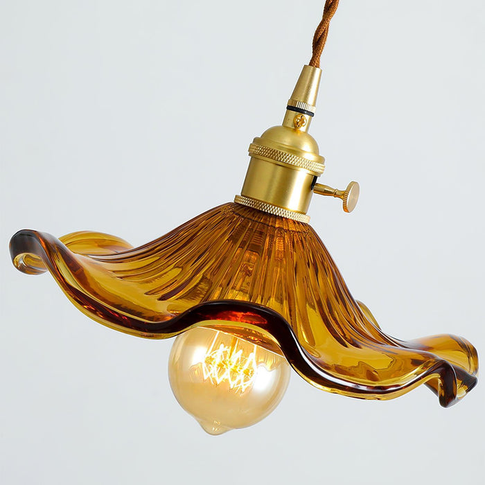 Glass Hibiscus Flower Pendant Light-DWHOME