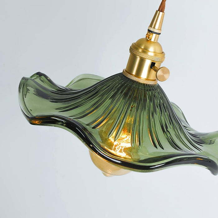 Glass Hibiscus Flower Pendant Light-DWHOME