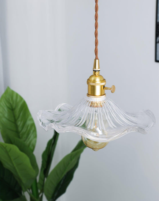 Glass Hibiscus Flower Pendant Light-DWHOME