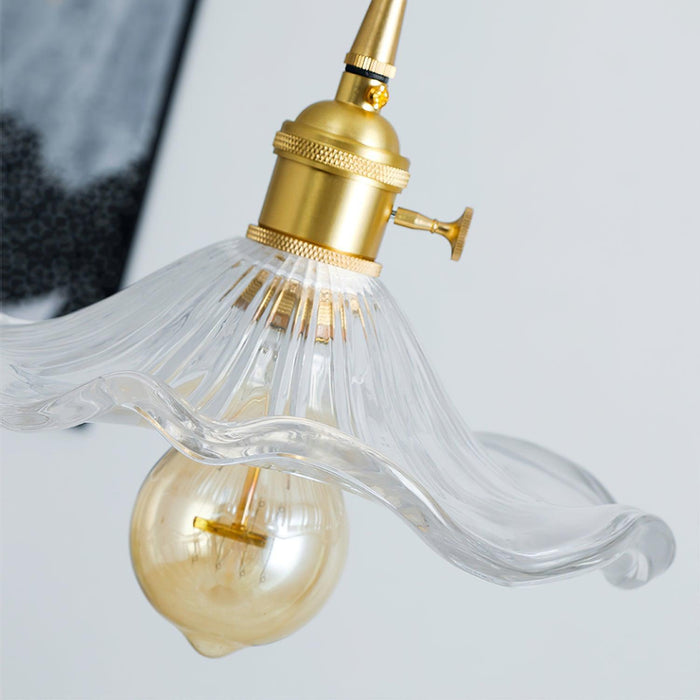 Glass Hibiscus Flower Pendant Light-DWHOME