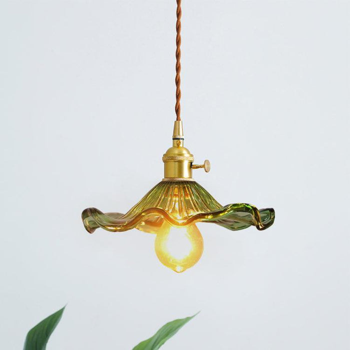 Glass Hibiscus Flower Pendant Light-DWHOME