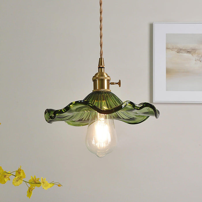 Glass Hibiscus Flower Pendant Light-DWHOME