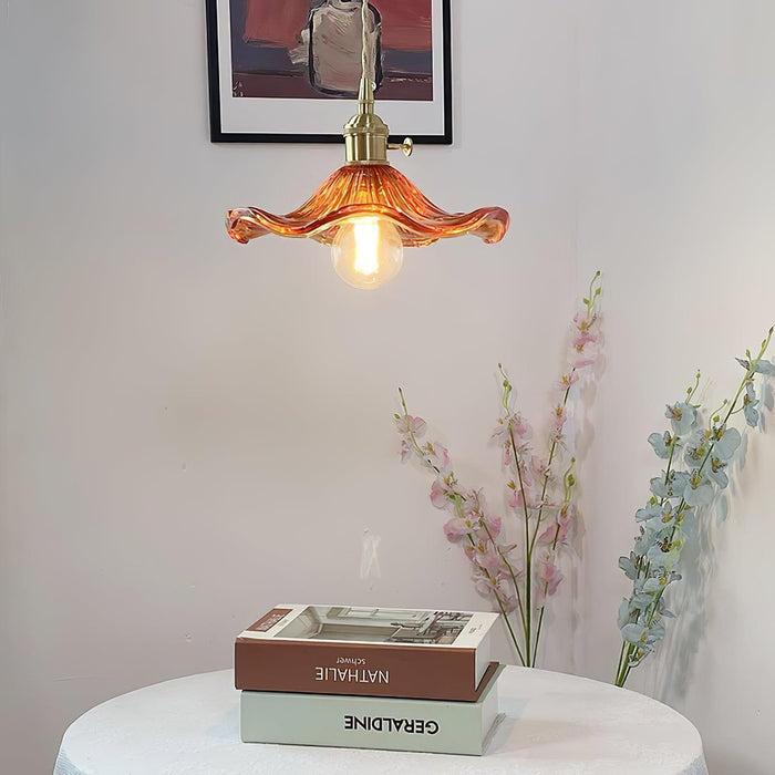 Glass Hibiscus Flower Pendant Light-DWHOME