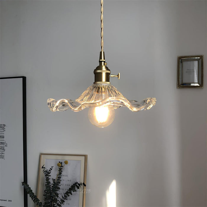 Glass Hibiscus Flower Pendant Light-DWHOME