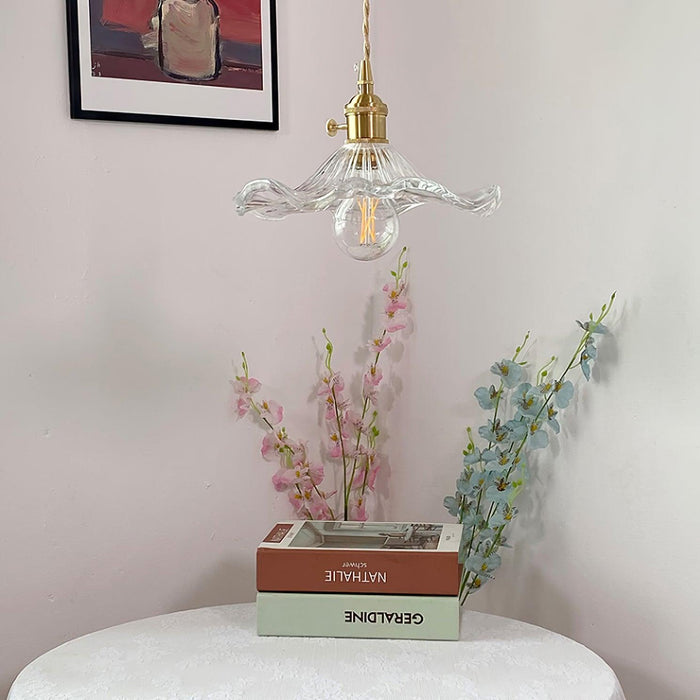 Glass Hibiscus Flower Pendant Light-DWHOME