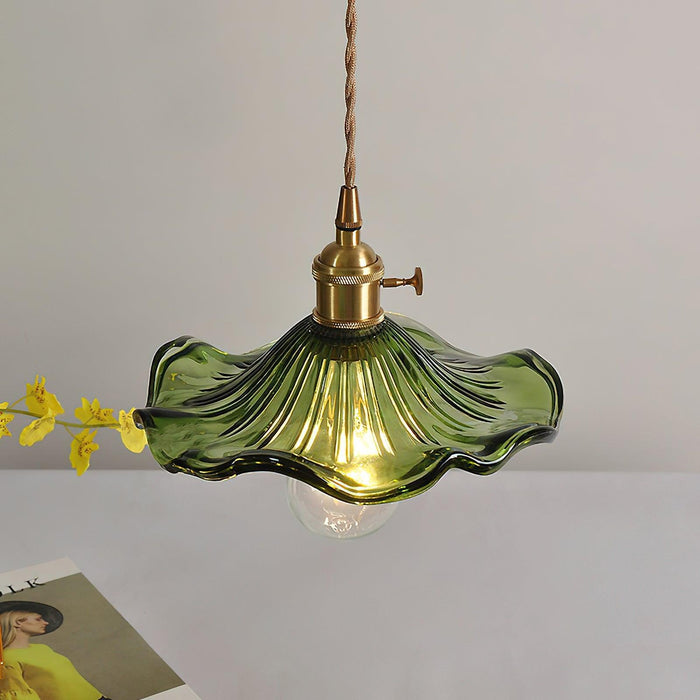 Glass Hibiscus Flower Pendant Light-DWHOME