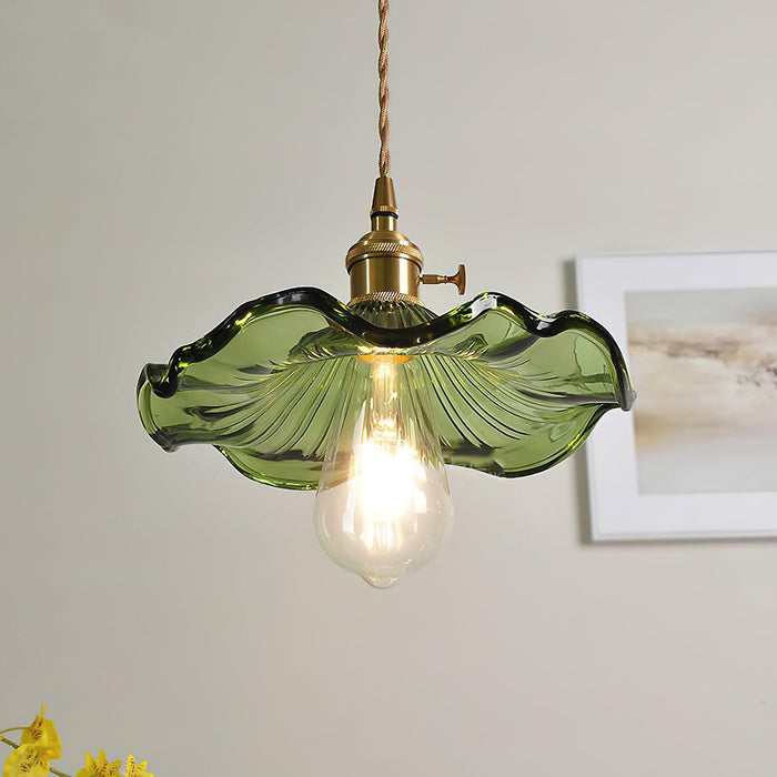 Glass Hibiscus Flower Pendant Light-DWHOME