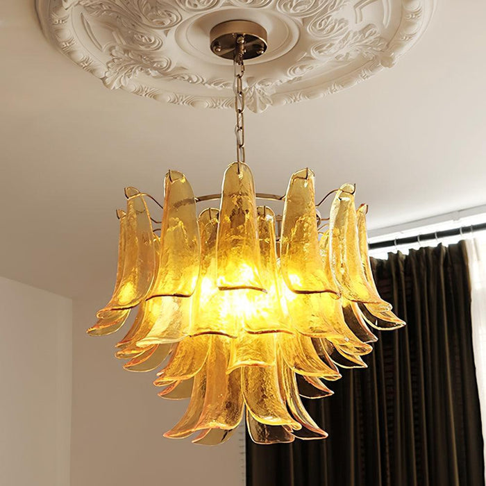 Glass Leaf Cascade Chandelier-DWHOME