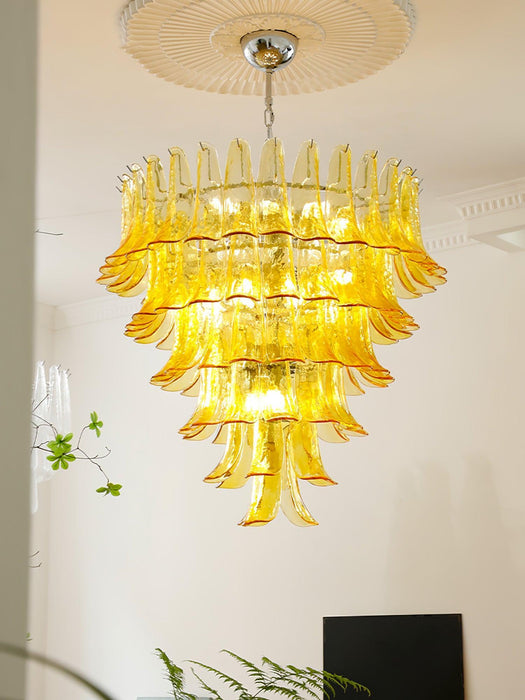 Glass Leaf Cascade Chandelier-DWHOME