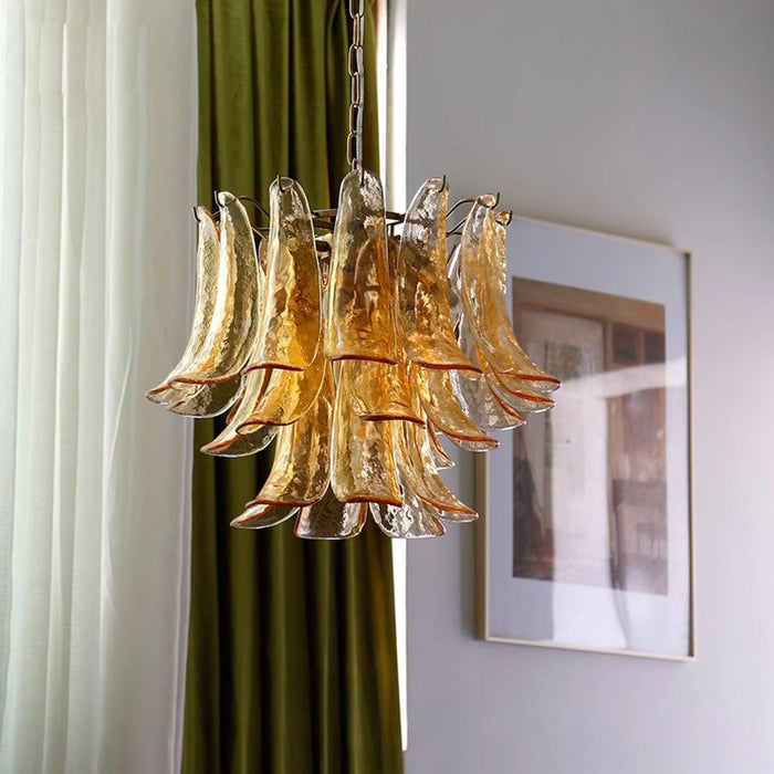 Glass Leaf Cascade Chandelier-DWHOME