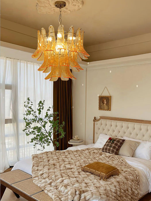 Glass Leaf Cascade Chandelier-DWHOME