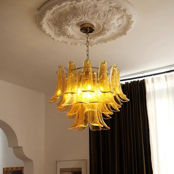 Glass Leaf Cascade Chandelier-DWHOME