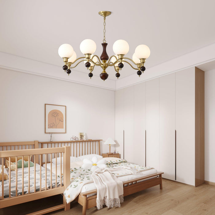 Globe Orb Wood Chandelier-DWHOME