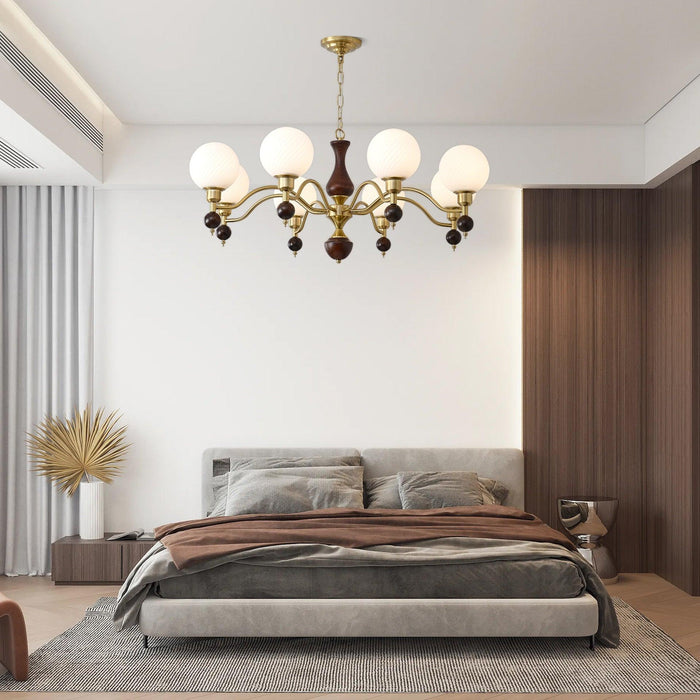 Globe Orb Wood Chandelier-DWHOME