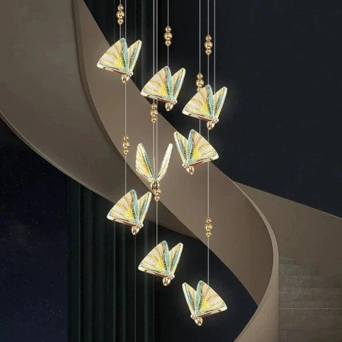 Gold Butterfly Led Chandelier for Staircase&Foyer&Living Room-DWHOME