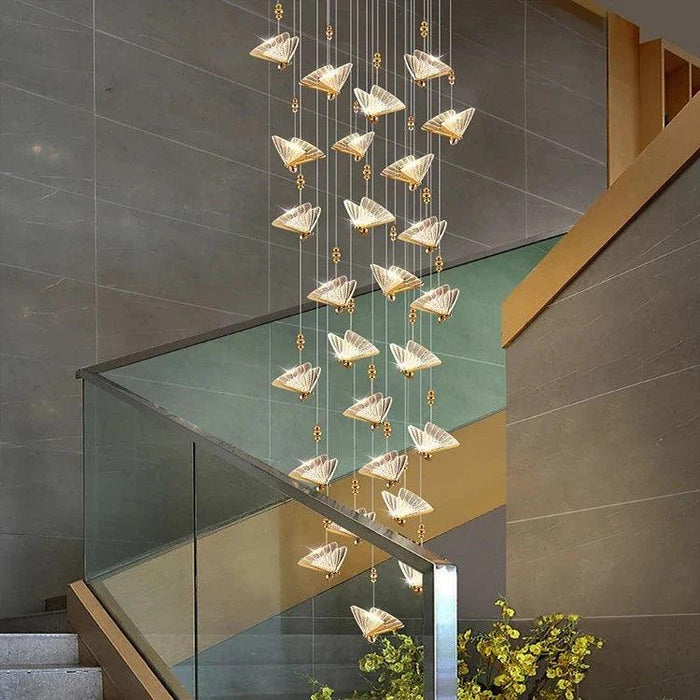 Gold Butterfly Led Chandelier for Staircase&Foyer&Living Room-DWHOME