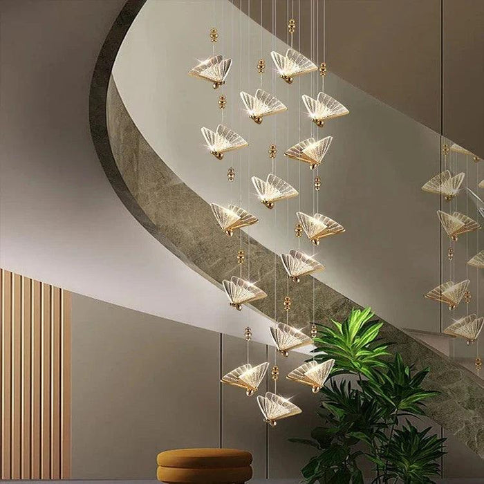 Gold Butterfly Led Chandelier for Staircase&Foyer&Living Room-DWHOME
