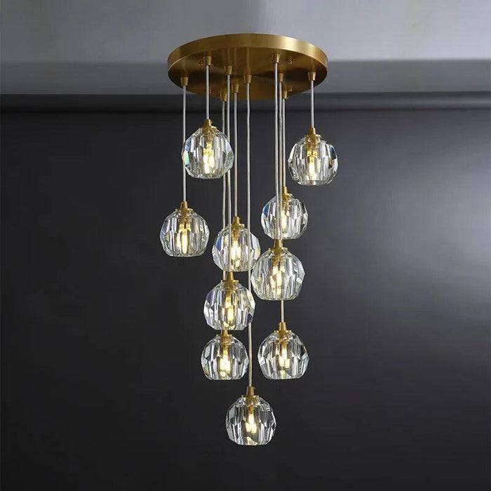 Gold Crystal Ball Chandelier for High Ceiling & Staircase - DWHOME