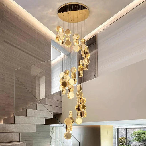 Gold Dimmable High Ceiling Crystal Chandelier-DWHOME