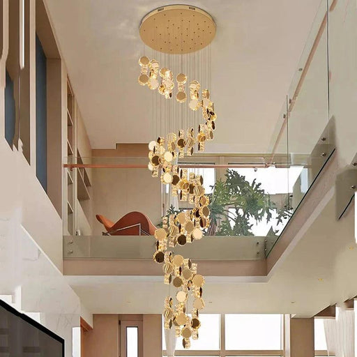 Gold Dimmable High Ceiling Crystal Chandelier-DWHOME