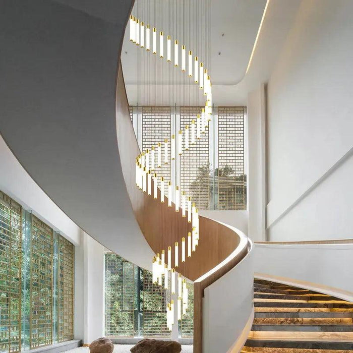 Black/Gold Long Hanging Led Chandelier for Stairwell - DWHOME