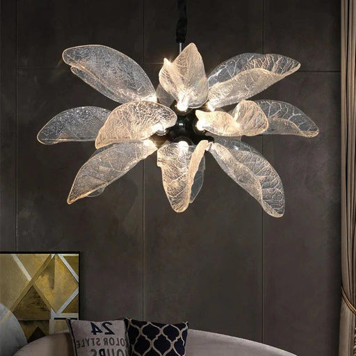 Milen Modern Crystal Leaf Chandelier - Black/Gold-DWHOME