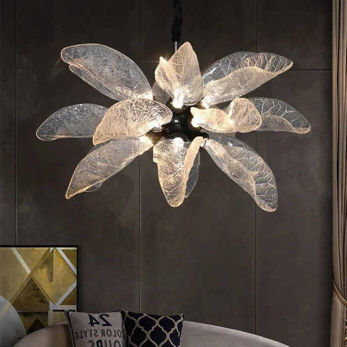 Milen Modern Crystal Leaf Chandelier - Black/Gold-DWHOME
